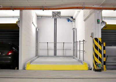 Platformy parkingowe MODULO Parker-S100 i MODULO Stacker-P10 w garażu podziemnym – 30 miejsc parkingowych.